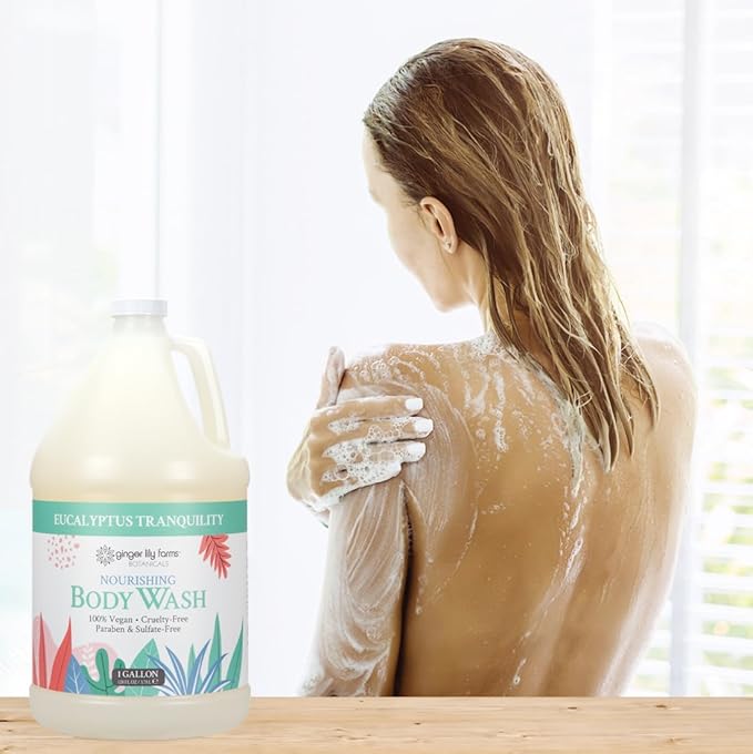 Ginger Lily Farms Botanicals Nourishing Body Wash, Eucalyptus Tranquility, 100% Vegan & Cruelty-Free, 1 Gallon (Pack of 4)