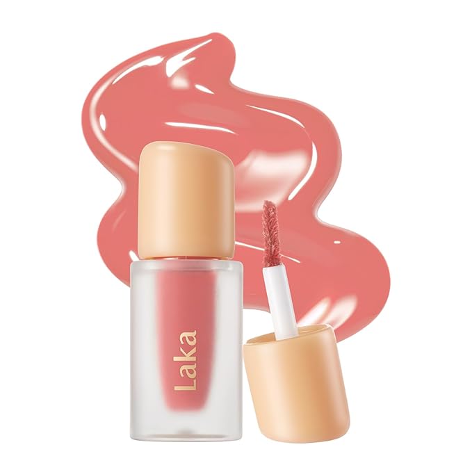 Laka Fruity Glam Tint Mini, 1.9g/0.07oz, Glowing Lip Stain with Wide Color Spectrum, Hydrating & Lightweight Texture, Buildable Color, Non-Sticky, Vegan, K-Beauty (#132 Lolly)