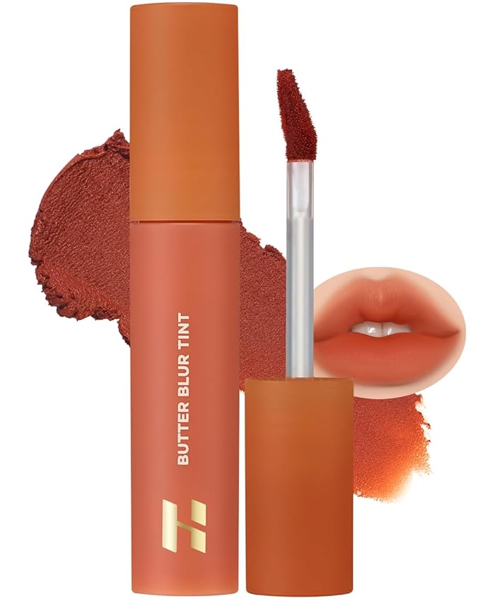 HOLIKA HOLIKA Butter Blur Lip Tint (02 PEANUT) - Korean Matte Lip Tint, Lightweight High-Pigmented Lips, Velvety Silky Smooth K-Beauty Lip Makeup, Long Wearing Formula