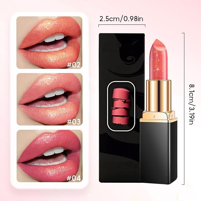Diamond Glitter Lipstick, 2025 New Velvet Glow Lip Gloss Waterproof Non-sticky Creamy Lipcolor,Long-Lasting Moisturizer Lip Balm with Sparkling Finish Hydrating Lip Stains (A02)