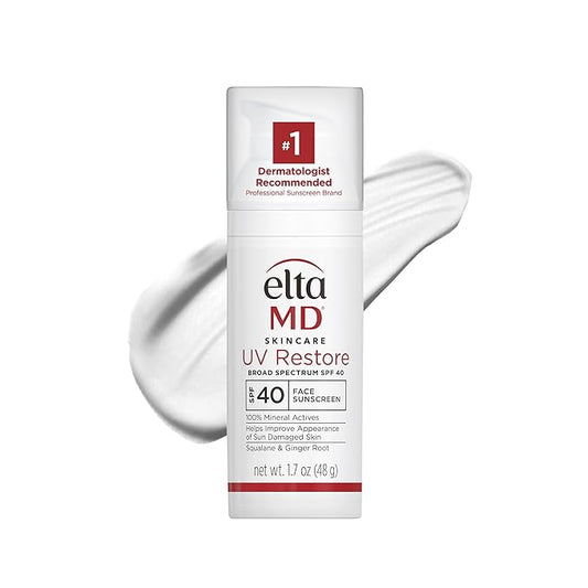 EltaMD UV Restore,Face Sunscreen, SPF 40, Mineral Sunscreen for Sun Damaged Skin Repair, Anti-Aging Zinc Oxide Sunscreen Formula