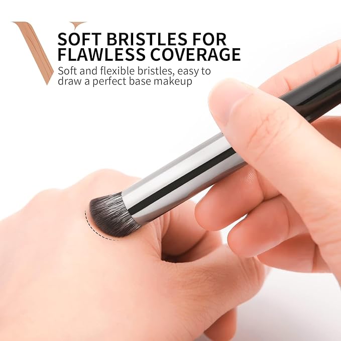 DUcare Concealer Brush Under Eye, Angled Small Nose Contour Brush, Mini Thin Slanted Foundation Dark Circles Puffiness, Puffy Face Eyebrow Eyes, Liquid Cream Blending