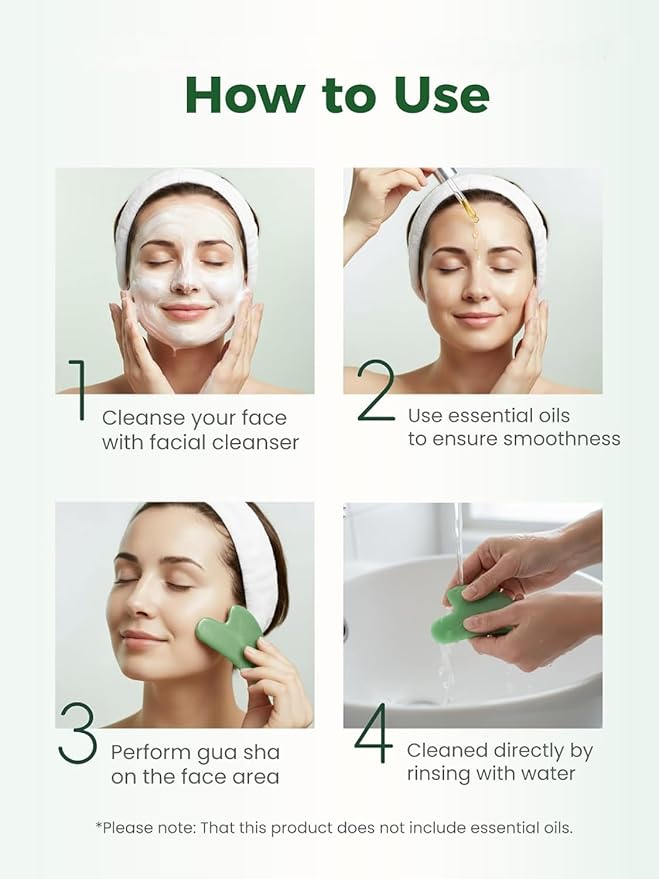Gua Sha Facial Tools, Guasha Tool for Face Acupuncture Therapy Trigger Point Treatment, Gua Sha Scraping Massage Tool (Green)