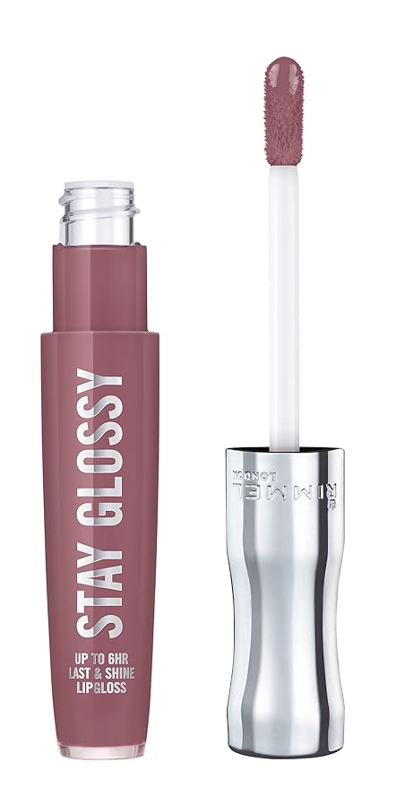 Rimmel Stay Glossy Lip Gloss - Non-Sticky and Lightweight Formula for Lip Color and Shine - 290 Date Night, .18oz