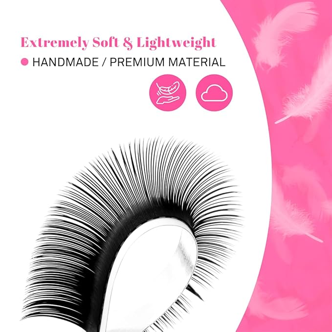 TDANCE Cashmere Lash Extensions Super Matte Black Volume Lash Extension C CC D DD B J L Curl 0.03-0.2mm Thickness Classic Lash Extensions Eyelash Extensions Professional Salon Use(0.07-DD,16mm)