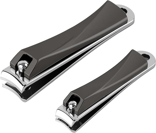 Nail Clippers Set, Curved Fingernail Clipper for Men Women Adult, Ultra Sharp Stainless Steel Fingernail & Toenail Clippers for Thick Nails (Black)
