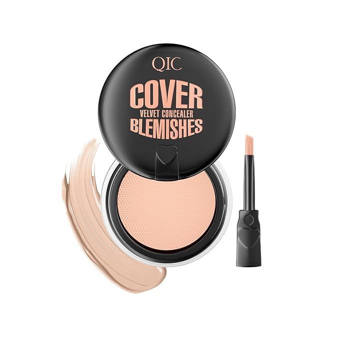 QIC Pot Concealer Full Coverage - Under Eye Concealer Waterproof to Cover Dark Circles, Blemishes, Redness and Spots Crease-Proof Color Corrector De Ojeras (Light Skin Tone,0.21 Oz)