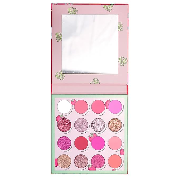 KimChiChic Beauty Donut Collection Eyeshadow Palette - 16 Matte, Pigment, & Glitter Shadows, Versatile for Day to Night Looks, Cruelty Free, Strawberries & Cream