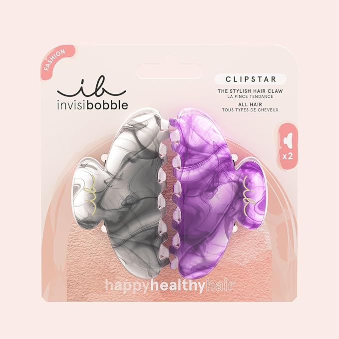 invisibobble CLIPSTAR My Rainboo Medium Claw Clip - Trendy Claw Clips For All Hair Types - Stylish Updo Accessories for Day to Night - Strong Hold All Day Long - Firm Hold and Elegant Design - 2 pc