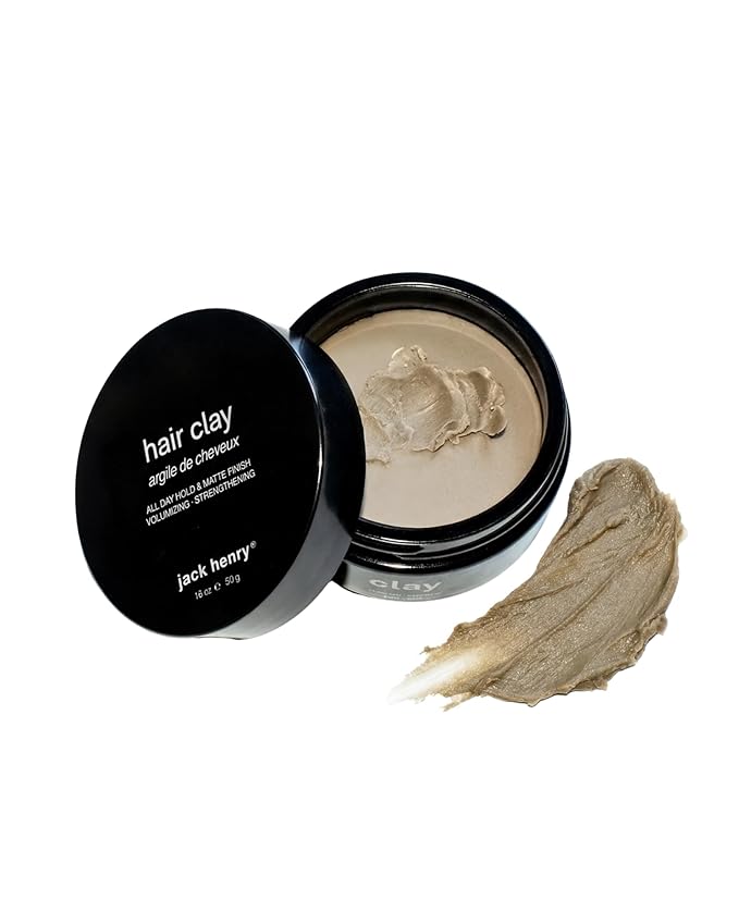 Jack Henry Premium Hair Clay for Men - Matte Finish, All Day Hold, Low Shine, Hair Styling Clay for All Hair Types - Natural, Organic Award Winning Formula - Natural Scent (1.6 oz)