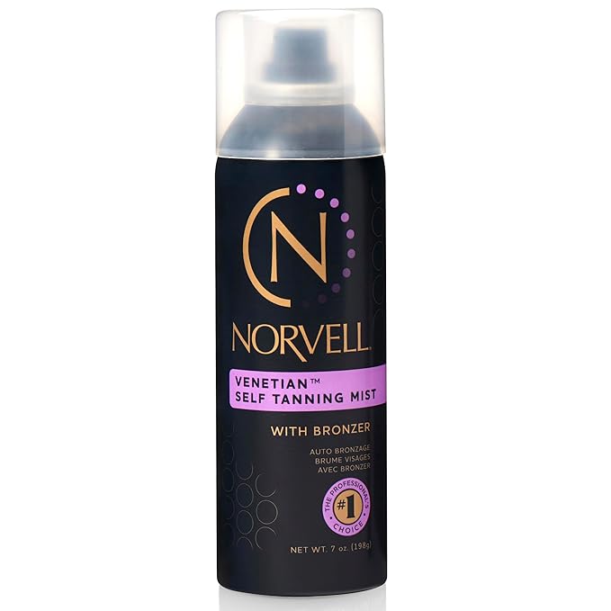 Norvell Venetian Sunless Self Tanning Mist - Airbrush Spray Solution with Bronzer for Instant Sun Kissed Glow, 7 fl.oz.