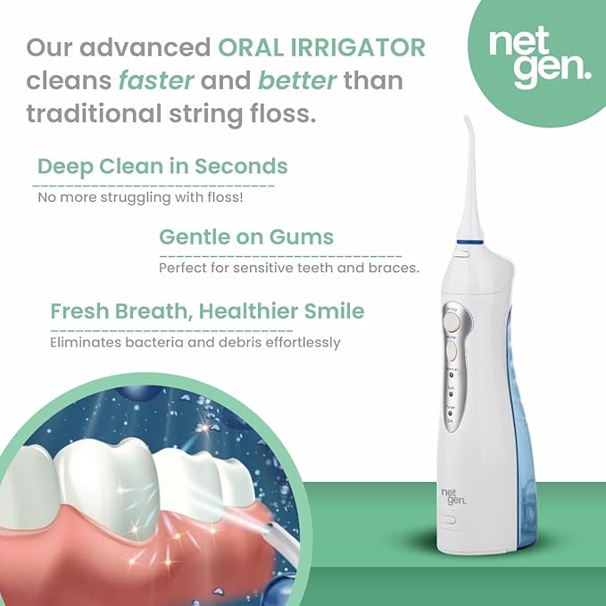 Cordless Water Dental Flosser for Teeth & Gums, Portable Electric Oral Irrigator with 3 Cleaning Modes, IPX7 Waterproof Rechargeable Water Flosser for Home, Travel & Daily Oral Care