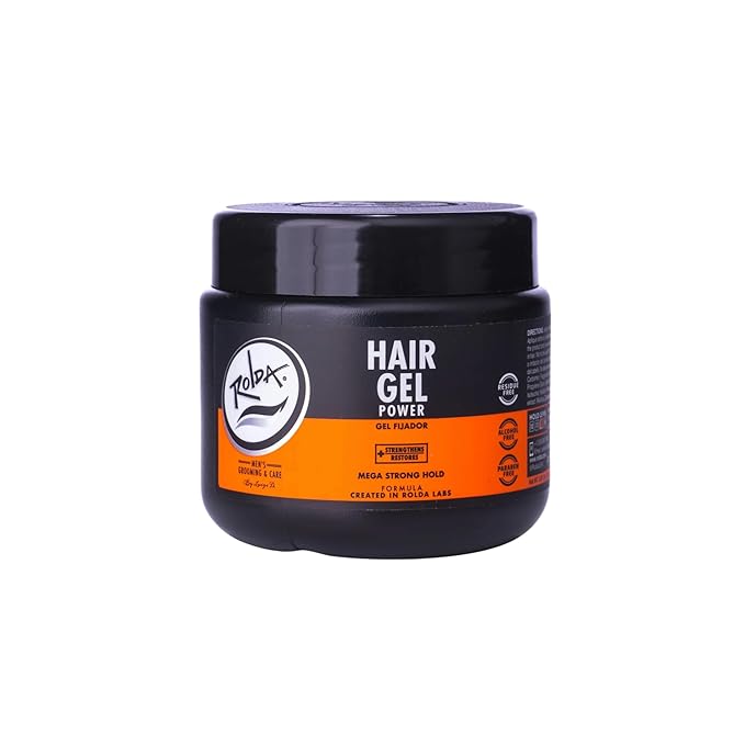 Rolda Power Strong Hold Hair Gel for Men - Styling Gel Formula for Wet Look - High Shine, Strengthening & Hair Loss Control - Alcohol & Residue Free (8.81 oz)