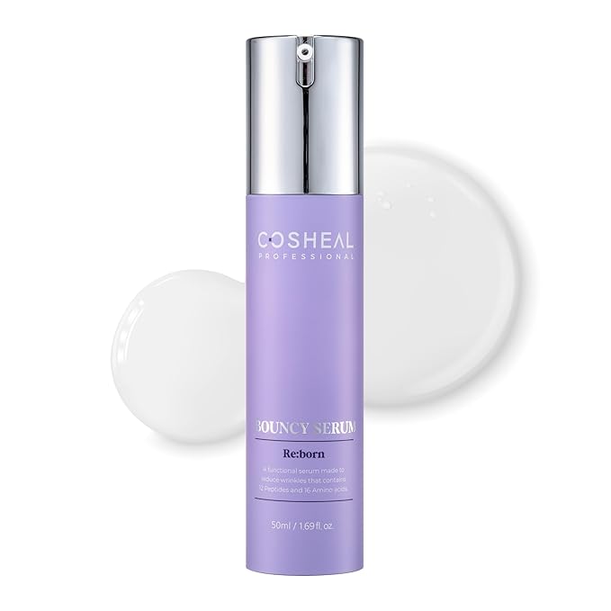 COSHEAL Bouncy Serum 1.69 fl oz, Silk-Finish Anti-Aging Serum with 12 Peptides & 16 Amino Acids, Boosts Elasticity & Hydration, Enhances Radiance, Supports Skin Regeneration, Korean Skin care