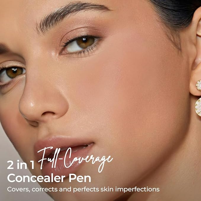 SACE LADY 2 in 1 Full Coverage Concealer Pen, Dual-End Concealer Stick Ultra Precise & Waterproof for Eye Dark Circles, Blackheads, Lightweight & Sweatproof (#03 Warm Natural)