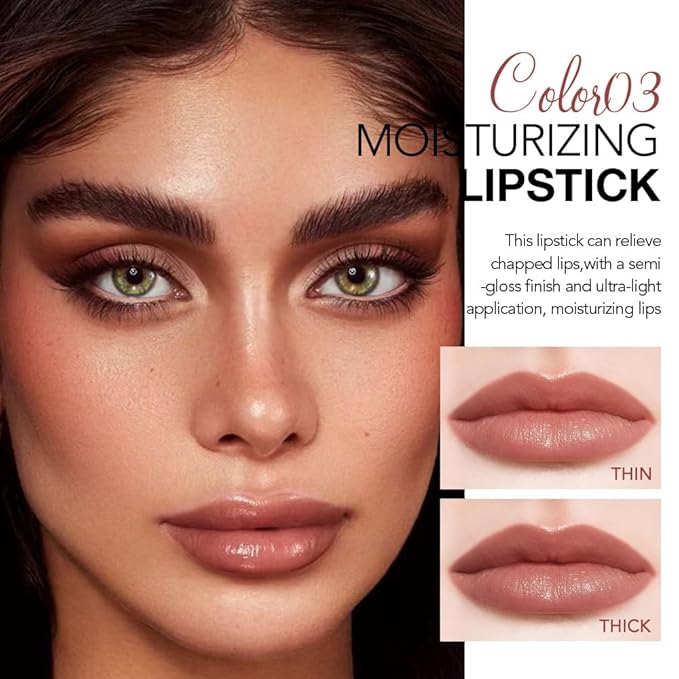 HHLTOH 2Pcs Tinted Lip Balm Moisturizing Lipstick,Waterproof Hydrating Matte Lip Balm for Women,Creamy Natural Color Stain for Dry Lips,Soft Matte Finish (9# Charming Peach Pink & 3# Bean Paste Brown)