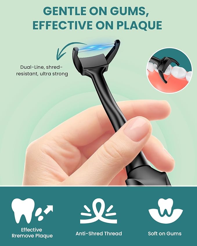 CNAPES Electric Flosser for Teeth with 54 Refill Heads +5 Speeds, Water Flosser Alternative, Easy Glide Flossing for Sensitive Gum, Rechargeable Oral Kit, 5X Cleaning, Portable Dental Floss Picks