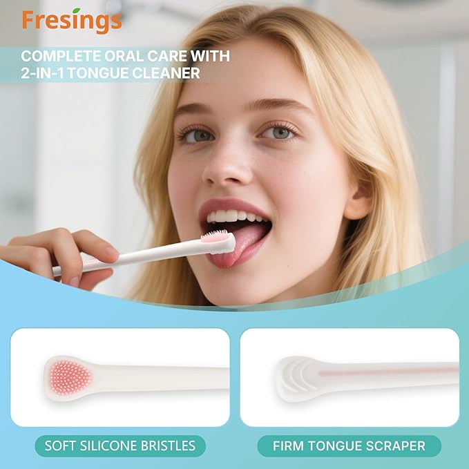 25-Pack Ultra Soft Toothbrushes for Sensitive Gums, Extra Soft Bristles, Built-in Tongue Scraper, Individually Wrapped Manual for Adults & Kids, Travel, Home, Guest, Braces, 5 Colors