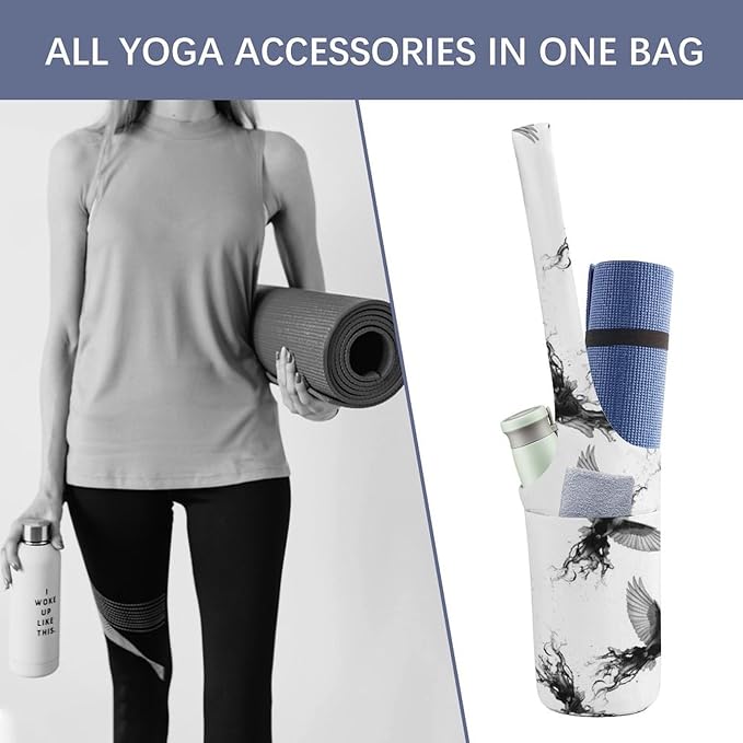 Portable Single Shoulder Yoga Mat Bag Carrier with Pocket Spacious Storage for Yoga Gym Fitness
