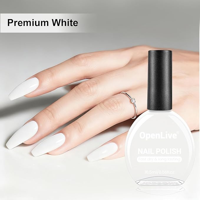 2Pcs Nail Polish Set 16.5ml Black and White Quick Dry Nail Polish Non Gel Nail Art DIY Home Manicure Gift for Women