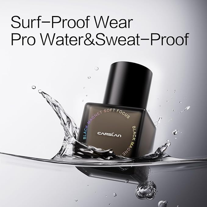 CARSLAN Black Magnet Liquid Foundation, 24H Longlasting Matte Finish Face Base Makeup, Waterproof, Smudgeproof, Buildable, Full Coverage Natural Finish, 30ml/1.05 Fl Oz, P02 For Light Skin