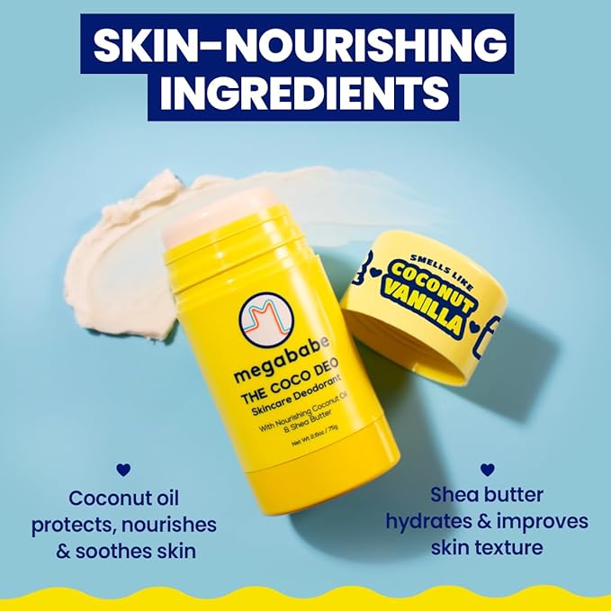 Megababe Skincare Deodorant - The Coco Deo with 72 hour Odor Protection | Nourishing Coconut Oil & Shea Butter | Aluminum-Free, All Natural | 2.6 oz