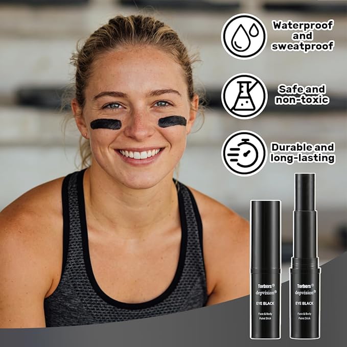 Depvision Eye Black Face Paint Stick for Sports,Waterproof Eye Black Baseball Gifts,Softball Football Face Body Paint for Halloween Makeup Colors Anti-Glare