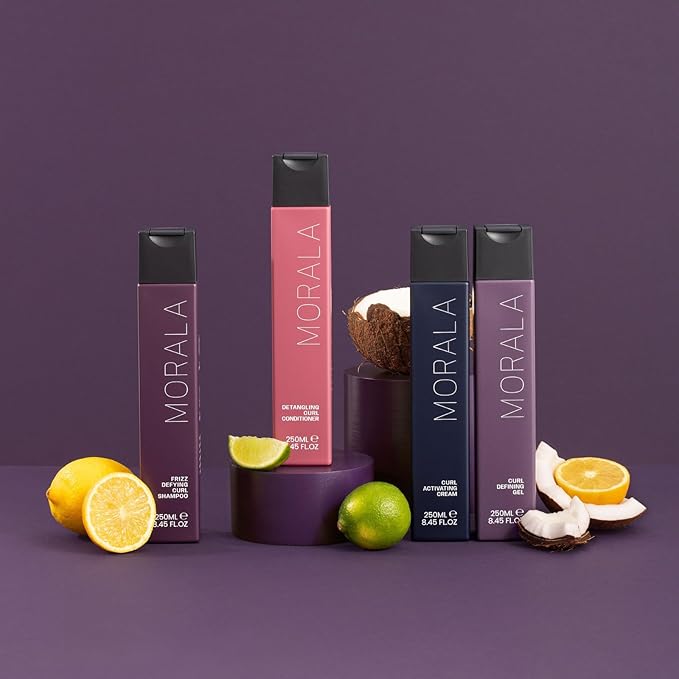 MORALA Curl Restoration Bundle, 4 x 8.45fl.oz Full Sizes in Gift Box, Curl Enhancing Set with Frizz Defying Shampoo, Detangling Conditioner, Curl Activator Cream and Defining Gel