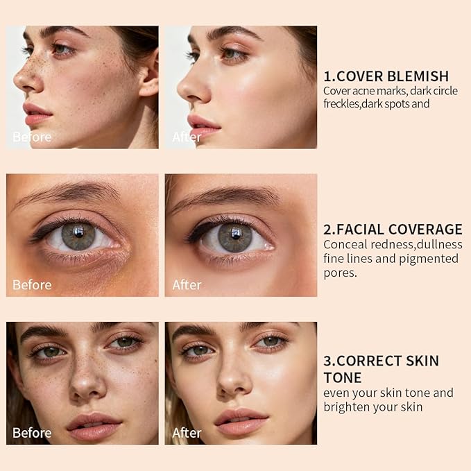 QIC Pot Concealer Full Coverage - Under Eye Concealer Waterproof to Cover Dark Circles, Blemishes, Redness and Spots Crease-Proof Color Corrector De Ojeras (Light Skin Tone,0.21 Oz)