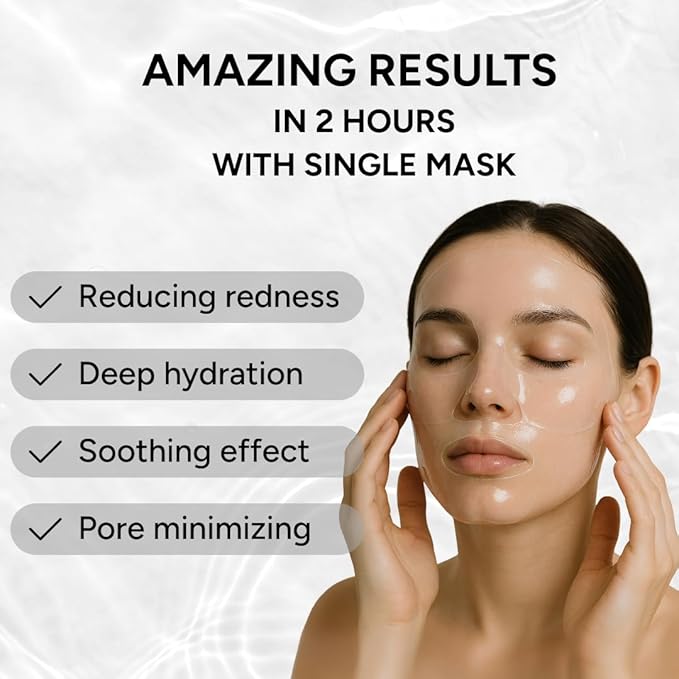 Codi New York Collagen Gel Mask, Non-Slip Breathable Micro-hole Hydrogel for Redness Relief & Glass Skin, Intense Hydration, Soothing, Moisturizing, 4 Sheets (Hydro Soothe)