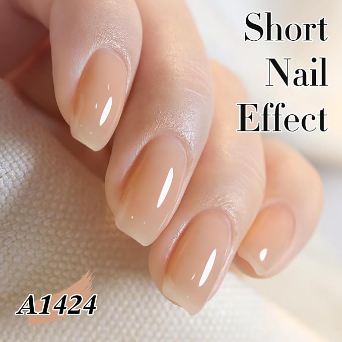Double Rhythm Translucent Gel Polish Sheer Neutral Natural Light Milky Same Color Same Bottle 15ML Jelly UV Polish Nail Art DIY at Home (Translucent Nude-A1424)