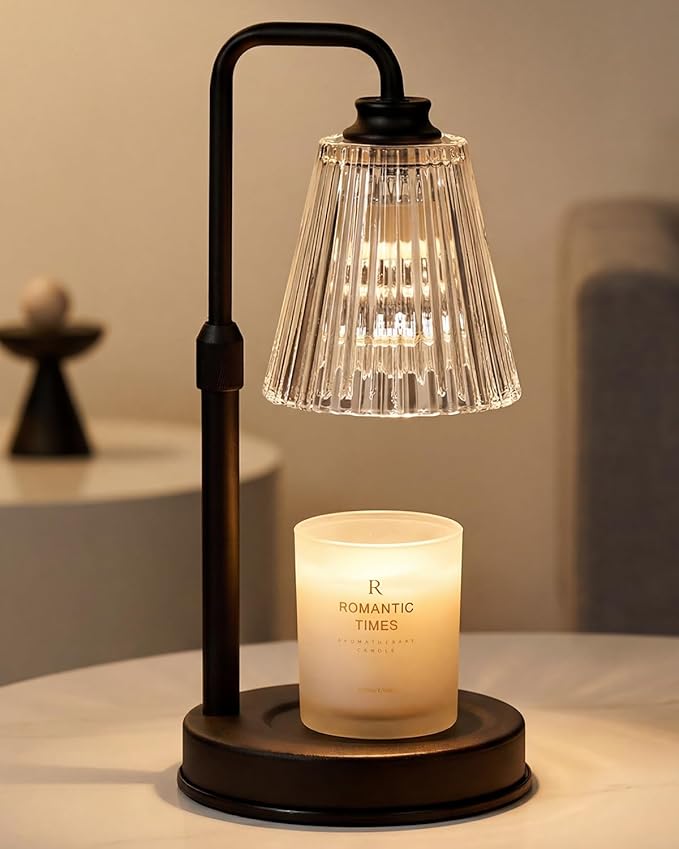 Candle Warmer Lamp With Timer Dimmable, Birthday Valentines Day Gifts for Women Mom, Adjustable Candle Warming Lamp with 2 Bulbs, Black Candle Lamp Warmer for Jar Scented Candles, Home Decor