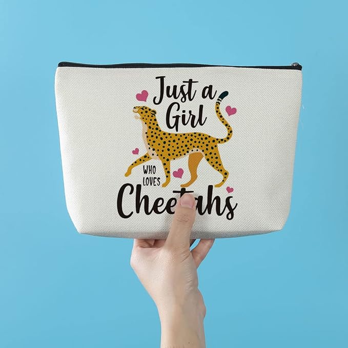 Cheetah Print Makeup Bag Cheetah Animal Lovers Gifts for Women, Graduation Friendship Birthday Gift for Girls Friends Daughter Sister Preppy Cosmetic Bag Zipper Pouch