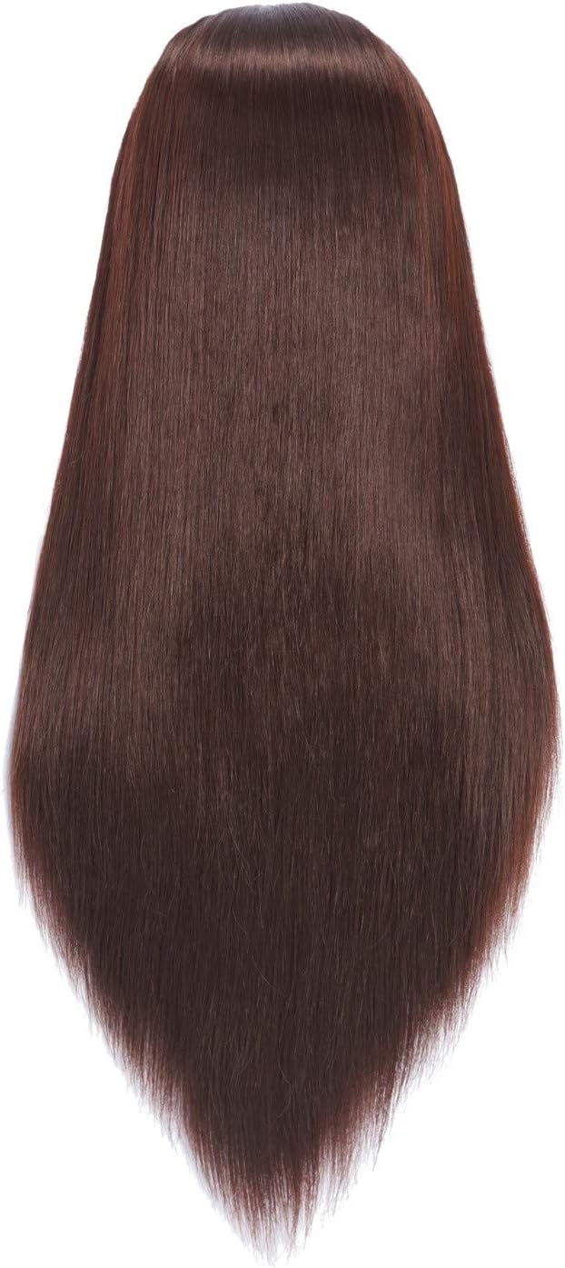 Hairingrid 26"-28" Mannequin Head Hair Styling Training Head Manikin Cosmetology Doll Head Synthetic Fiber Hair and Free Clamp Holder Stand (R71919LB0420) Dark brown-