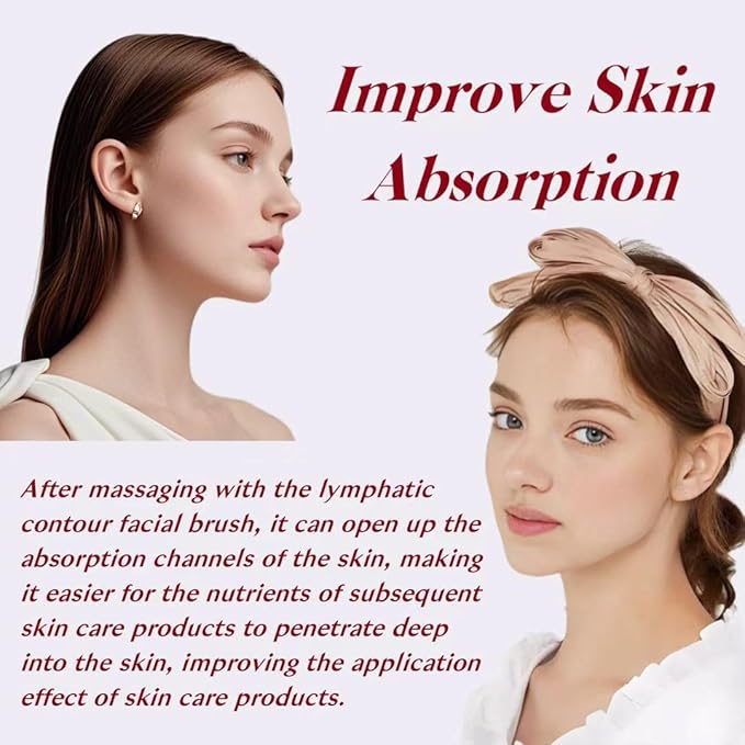 Lymphatic Contour Face Brush - Lymphatic Drainage Massager for Face Lifting, Jawline Sculpting & Anti-Puffiness - Ultra-Soft Dry Brushing Facial Tool with Travel Case