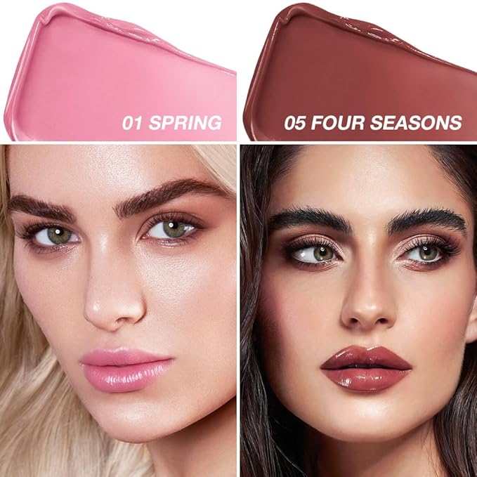 HHLTOH 2Pcs Tinted Lip Balm Moisturizing Lipstick – Deep Rose Colored Bean paste & Soft Pale Pink Sheer Hydrating Lip Color for Dry Lips – Nourishing Lip Balm for All Women with a Subtle Natural Scent