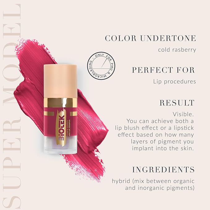 Biotek Lip Pigment for Permanent Makeup - Raspberry Color for Lip - Made in Italy - Supermodel 0,24 fl.oz.