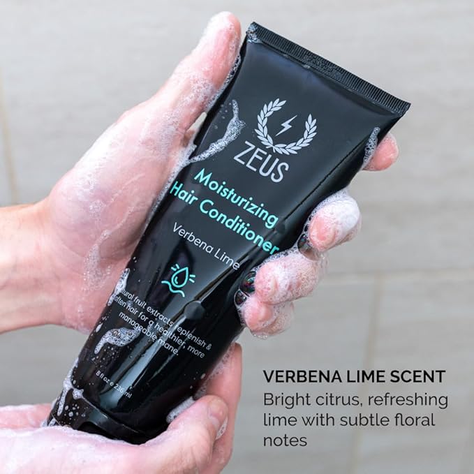 ZEUS Advanced Moisturizing Conditioner for Men with Argan Oil & Natural Fruit Extracts for Soft, Healthy, Restoring Hair, Cleanse & Balance Scalp (Made in USA) 8 oz.