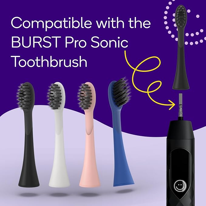 BURST Pro Sonic Electric Toothbrush Genuine Replacement Heads (Cobalt Blue/3 Pack) | Soft Bristles for Deep Clean, Stain & Plaque Removal