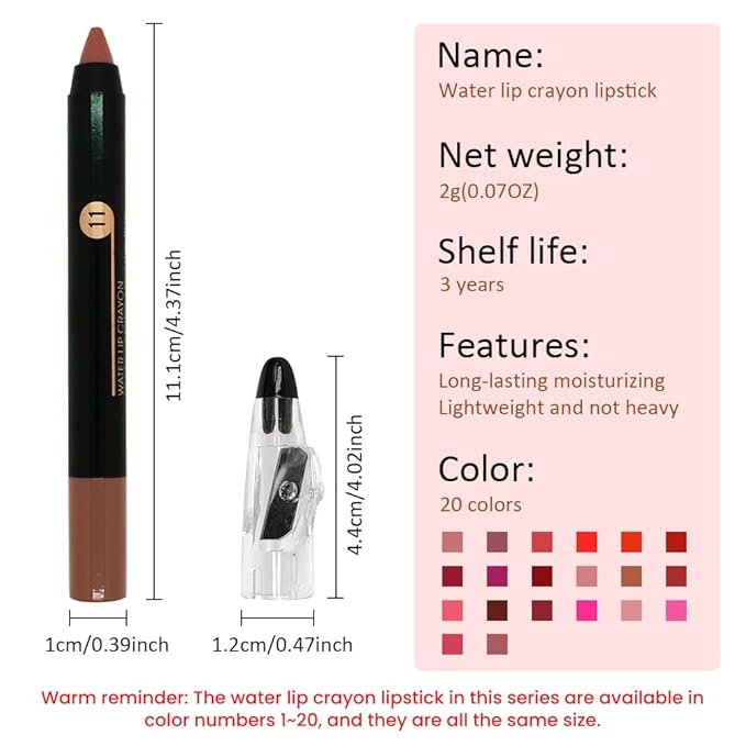 Nude Brown Crayon Matte Lipstick Lip Liner Pencil, Moisture Smooth Lipstick Pencil, With pencil sharpener Sharpenable Lip Pencil, Ultimate Lip Crayon for Women Smudgeproof Waterproof 11#