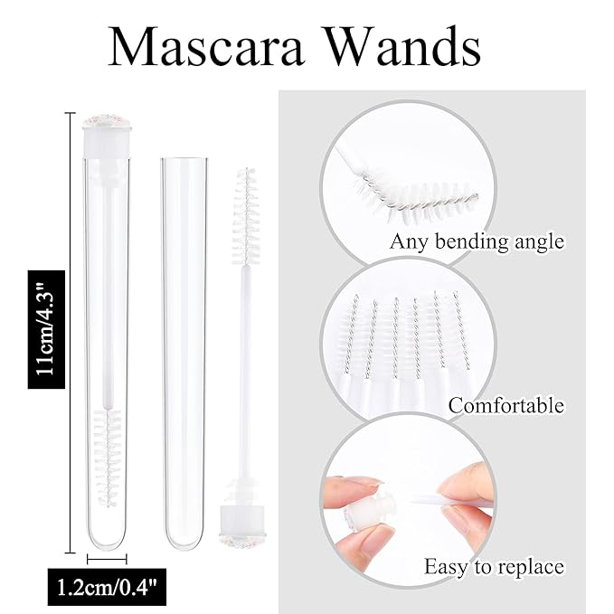 Dming 20pcs Eyelash brush Lash Wand Makeup tool Eyelash Extension supplies Cleaning brush Diamond Mascara star white