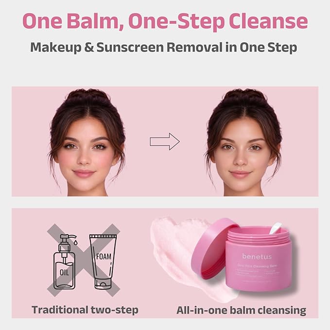 Deep Pure Cleansing Balm, Gentle Natural Face Makeup Remover Balm with CICA & Plant Oils, Nourishing & Hydrating, Removes Makeup & Sunscreen, for Oily, Dry & Sensitive Skin, Pore-Cleansing , 3.5 fl oz