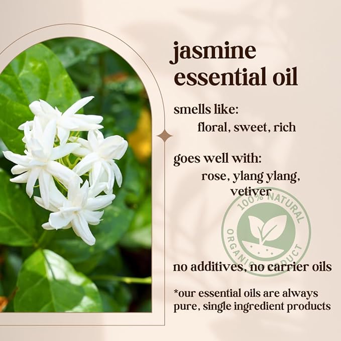 Avivni Jasmine Organic Essential Oil - 100% Pure & Natural, Undiluted for Aromatherapy, Skin, Hair, Diffuser (0.33oz - 10ml)
