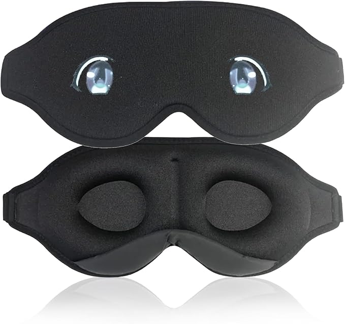 Sleep Eye Mask, Black Light-Blocking Sleep Mask, with Large Eye Patterns, Ideal for Office Naps and Business Trips, Suitable for Fitting The Curvature of The Eyes, Soft and Comfortable