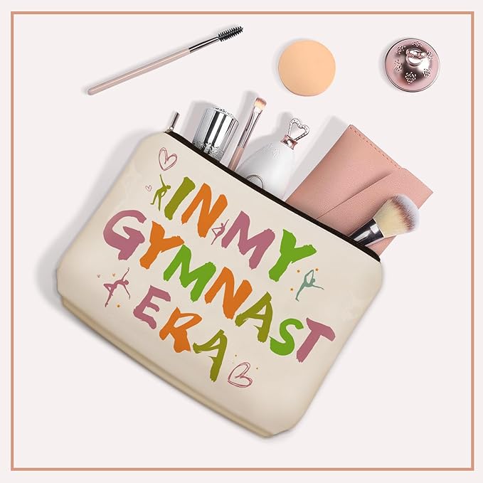 Girlly Gymnast Gifts Makeup Bag: Perfect Cosmetic Bags IN MY GYMNAST ERA Fans Travel Gymnastics Girl For Daughters, Nieces, Girlfriends, Female Coworkers.Ideal Gift for Travel, Weekend Party