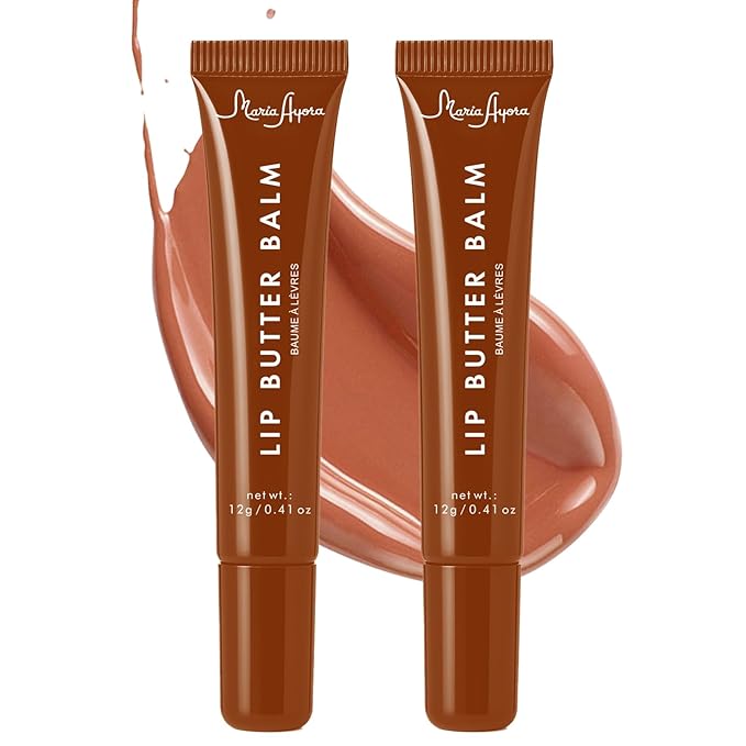 Deep Hydrating Lip Butter Balm - Hydrating Lip Treatment with Glossy Finish, Shea Butter, Vitamin E, Peptides & Hyaluronic Acid - Vegan, Non-Sticky, Lip Care - 2 Pack (Vanilla Beige-Unscented)