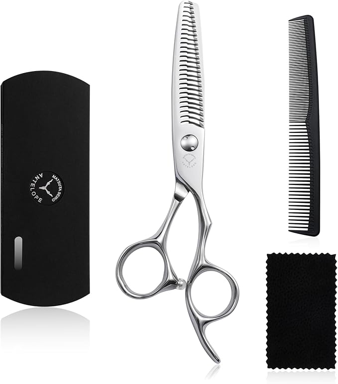 6.1” Professional Hair Thinning Shears, VG10 Stainless Steel, 27-Tooth Texturizing Scissors, 15% Thinning Rate, Ergonomic Offset Handle, for Barbers & Hairdressers