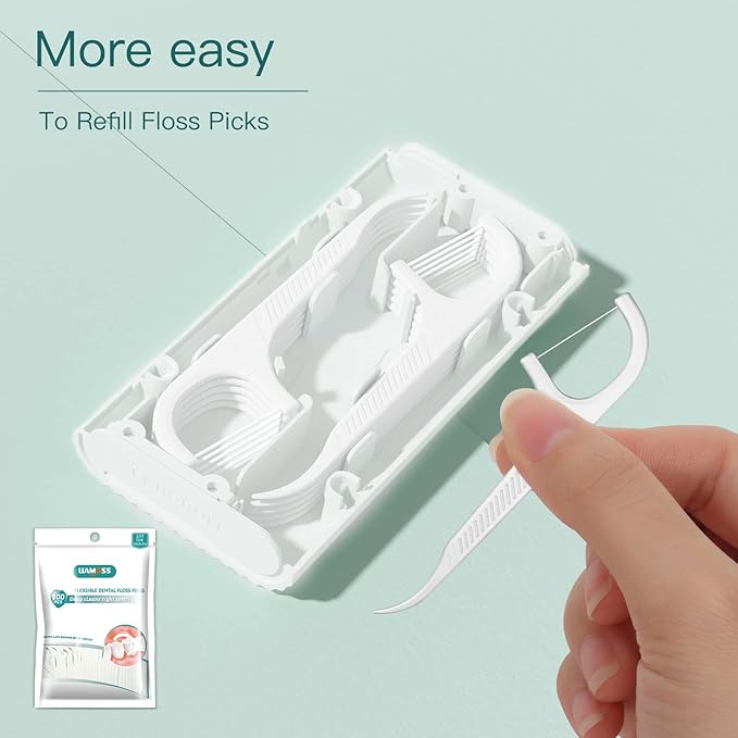 Dental Floss Picks-LIAMOSS Flossers with Floss Dispenser,No-Break & No-Shard Adults Toothpicks Sticks 120 Count,The Best Dental Oral Care,Perfect Portable Floss Case Clean Teeth,for Home or Travel