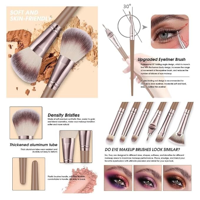 KUORYZAL Brown Makeup Brushes Set Professional 66Pcs with Case Premium Synthetic for Foundation Concealer Blush Eyeshadow Powder Contour Makeup Brush Kit Face Eye Make up Brushes & Tools