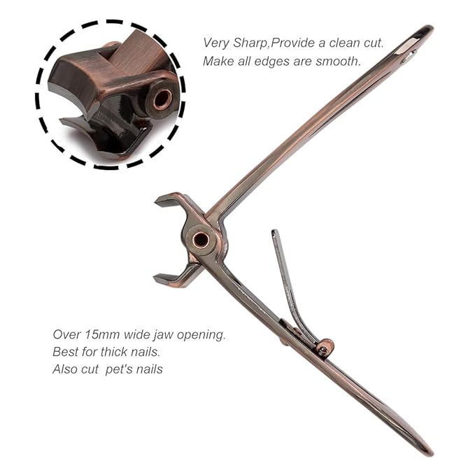 SZQHT Ultra Wide Jaw Opening Toenail Clippers Nail Clippers for Thick Nails Cutter for Ingrown Manicure Set,Pedicure Kit,Men & Women (Bronze)